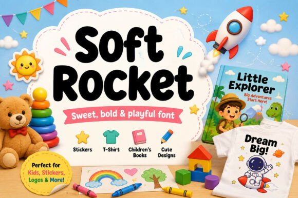 Soft Rocket: A Whimsical Display Font for Youthful Designs